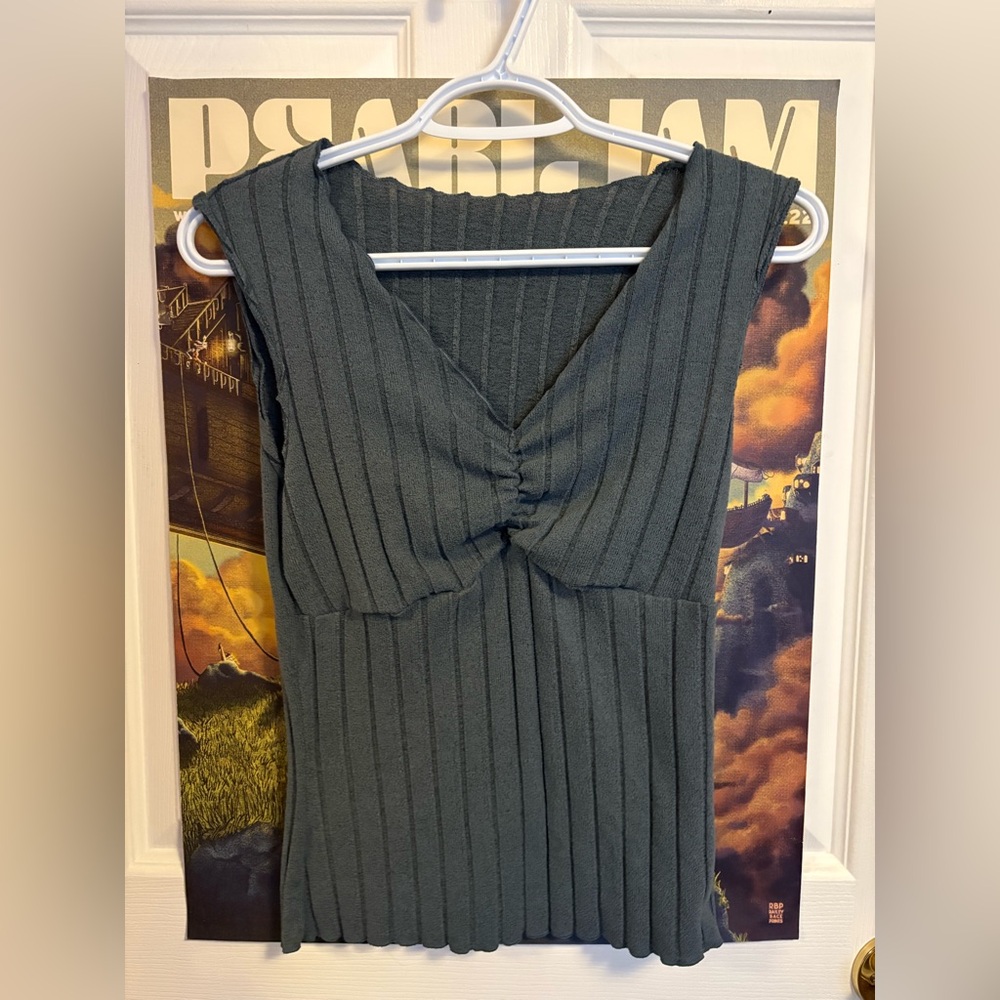 dusky blue ribbed top